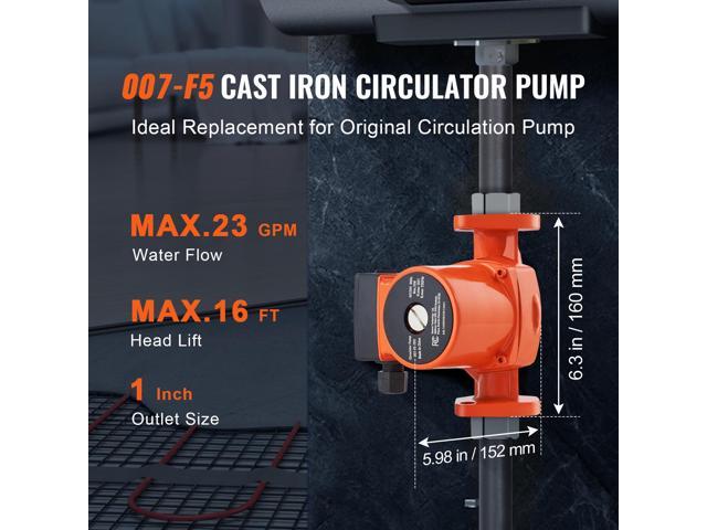 007-F5-7IFC Hot Water Recirculating Pump, 110V, 70W 23 GPM Hot Water Circulation Pump, 1' NPT Flange 3-Speed Circulator Pump, Quiet Operation...