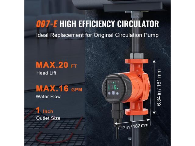 007E-2F2 Hot Water Recirculating Pump, 110V, 42W 16 GPM High Efficiency Circulator Pump, EMC Automatic Hot Water Circulation Pump 1' NPT Flange...