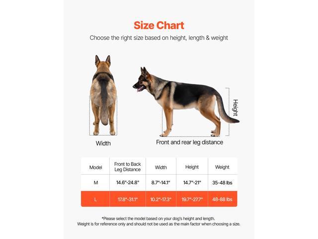 VEVOR Dog Wheelchair for Back Legs, Lightweight 2 Wheels Pet Wheelchair, Height, Width & Length Adjustable, Dog Cart with Shock-Absorbing Wheels,...