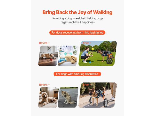 VEVOR Dog Wheelchair for Back Legs, Lightweight 2 Wheels Pet Wheelchair, Height, Width & Length Adjustable, Dog Cart with Shock-Absorbing Wheels,...