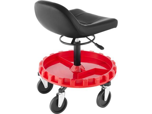 VEVOR Shop Stool, 300 LBS Rolling Garage Stool, 22 to 26 Adjustable Height Mobile Rolling Gear Seat, Round Tray Garage Pneumatic Stool, All-Terrain...