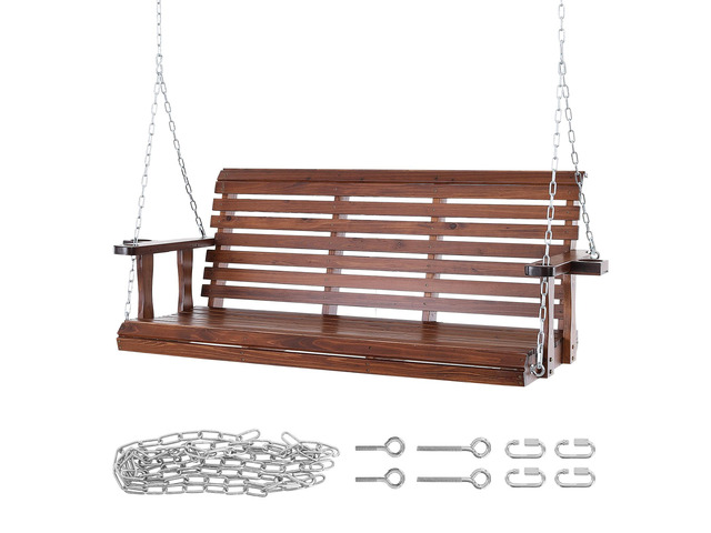 Wooden Porch Swing 5.5 ft, Patio bench swing for Courtyard & Garden, Upgraded 880 lbs Strong Load Capacity, Heavy Duty Swing Chair Bench with...