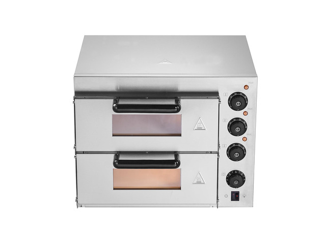 Commercial Pizza Oven Countertop, 14-Inch Double Deck Layer, Stainless Steel Electric Pizza Oven with Stone and Handle, Multipurpose Indoor Pizza...