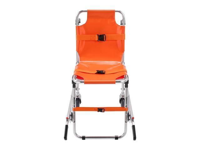 EMS Stair Chair, 350 lbs Load Capacity, Foldable Aluminum Emergency Stair Climbing Wheelchair with 2 Wheels, Portable Stair Lift Chair Ambulance...