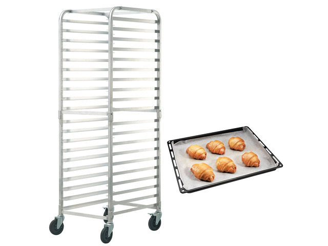 Bun Pan Rack, 20-Tier Commercial Bakery Racks with Brake Wheels, Aluminum Racking Trolley Storage for Half & Full Sheet, Speed Rack For Kitchen...
