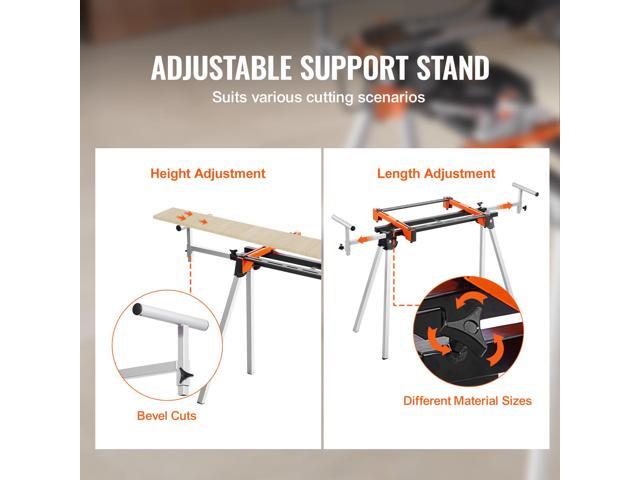 Miter Saw Stand, 300lbs Load Capacity Steel Collapsible Stand for Miter Saw with One-piece Mounting Brackets Clamps, Adjustable Height and Length,...