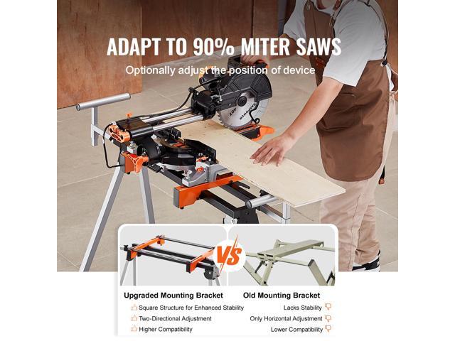 Miter Saw Stand, 300lbs Load Capacity Steel Collapsible Stand for Miter Saw with One-piece Mounting Brackets Clamps, Adjustable Height and Length,...