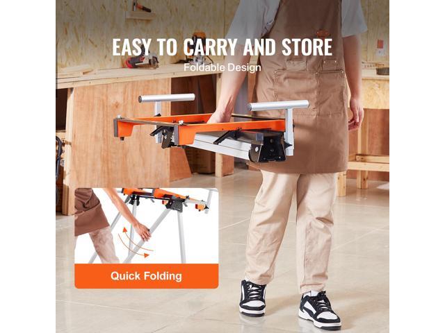 Miter Saw Stand, 300lbs Load Capacity Steel Collapsible Stand for Miter Saw with One-piece Mounting Brackets Clamps, Adjustable Height and Length,...