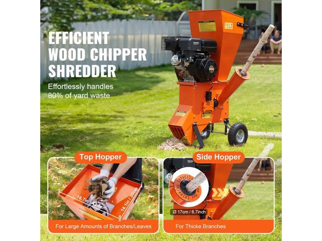 Wood Chipper Shredder Mulcher, 12 HP Heavy Duty Gas Powered, 2 Max Diameter 420cc 8.6 kW Engine Woodchipper, Fast Wood Chipping Chopping for...