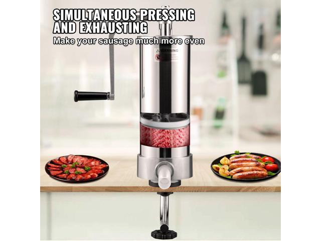 Sausage Stuffer, 5LBS/3L Capacity, 304 Stainless Steel Vertical Sausage Stuffer, Sausage Filling Machine with 3 Stuffing Tubes, Suction Base and...