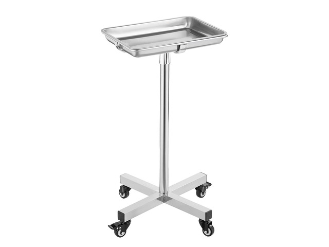 Mayo Stand, Stainless Steel Mayo Tray, Load Capacity up to 35 lbs, Adjustable Height 25.2'-39.8', Medical Tray on Wheels with Removable Tray for...