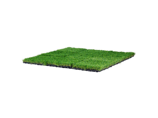 Artifical Grass Tiles Interlocking Turf Deck Set, 18 Pack - 12'x12', Synthetic Fake Grass Self-draining Mat Flooring Decor Pad, Perfect For...