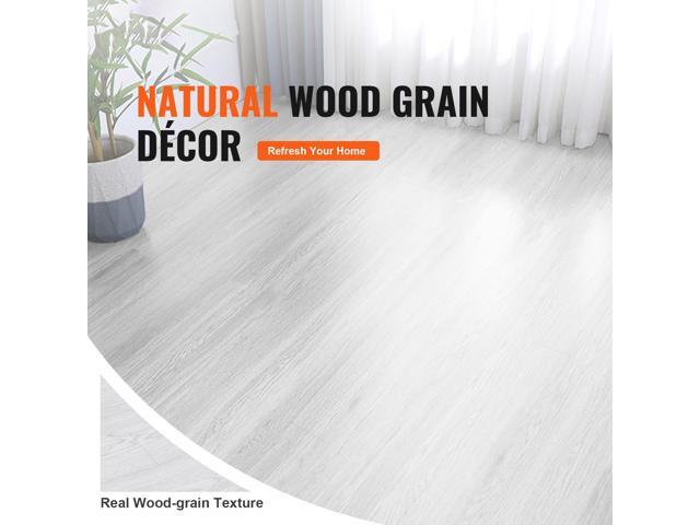 Self Adhesive Vinyl Floor Tiles 390 x 23.6 inch, 1.5mm Thick Peel & Stick, Light Gray Wood Grain DIY Flooring for Kitchen, Dining Room, Bedrooms &...
