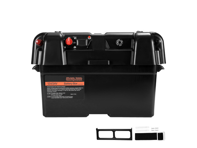 VEVOR Battery Box, Group 24/27 Trolling Motor Battery Box, 12V/24V Marine Batteries Case with PP Shell and Dual Straps, Smart Batteries Case,...