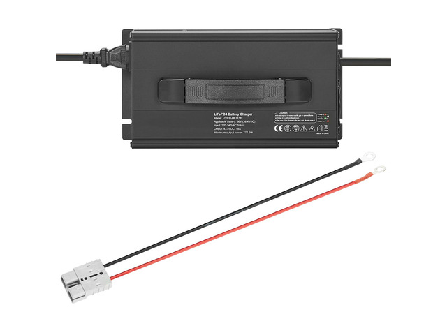36V 18A Lithium Battery Charger, 43.8V, AC-DC LiFePO4 Smart Charger, with Anderson Connector, LED Indicator, 0V Activation, for Lithium LiFePO4...