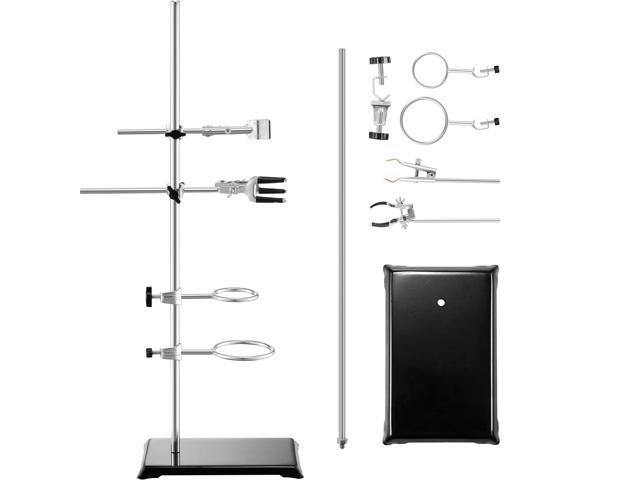 Lab Stand Support, Laboratory Retort Support Stand 2 Sets, Steel Lab Stand 23.6' Rod and 8.3' x 5.3' Cast Iron Base, Includes Flask Clamps, Burette...