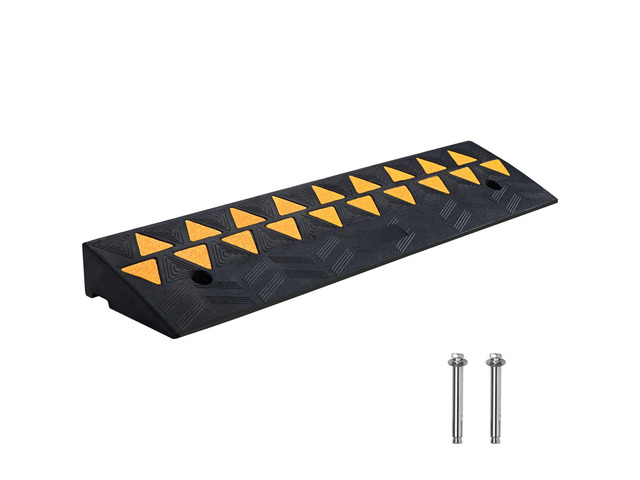 Rubber Curb Ramp 3.5' Rise Height Sidewalk Curb Ramp, 10' Width 39.4' Length Driveway Ramp for Curb, 15T Heavy Duty Rubber Ramp for Forklifts,...