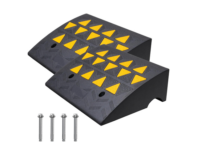 Rubber Curb Ramp 2 Pack, 6' Rise Height Heavy-Duty 33069 lbs/15 T Capacity Threshold Ramps, Driveway Ramps with Stable Grid Structure for Cars,...
