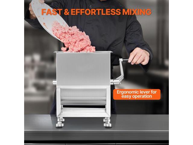 Manual Meat Mixer, 15L Fixed Tank Meat Processing Equipment(Mixing Maximum 15LBS for Meat), Stainless Steel Meat Mixer, Sausage Mixer Machine with...