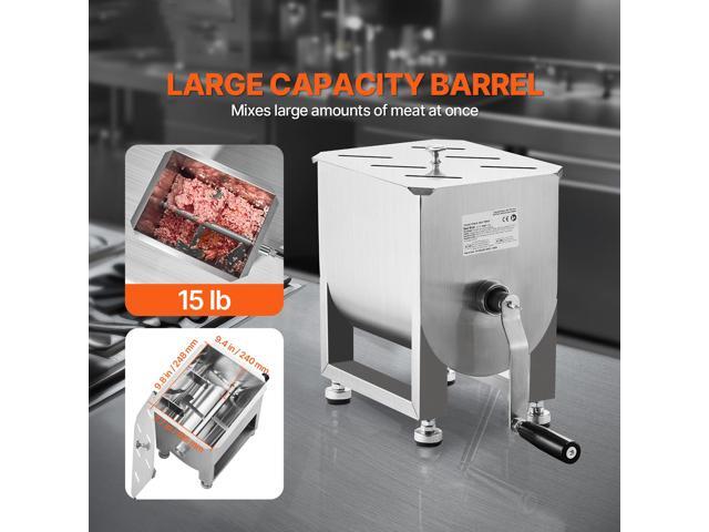 Manual Meat Mixer, 15L Fixed Tank Meat Processing Equipment(Mixing Maximum 15LBS for Meat), Stainless Steel Meat Mixer, Sausage Mixer Machine with...