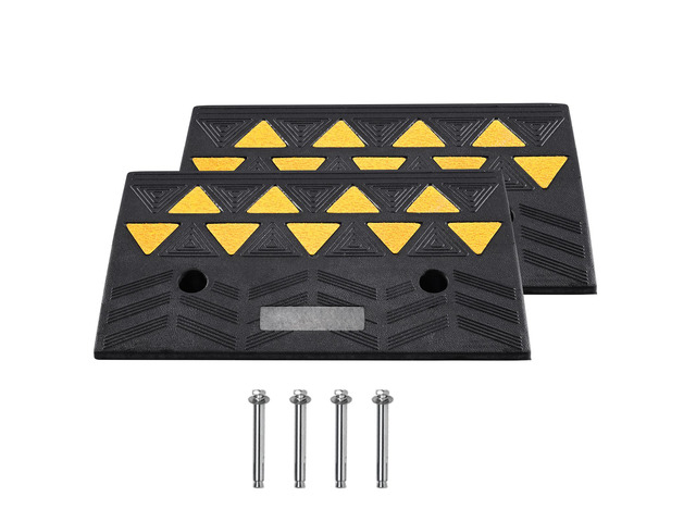 Rubber Curb Ramp 2 Pack, 5' Rise Height Heavy-Duty 33069 lbs/15 T Capacity Threshold Ramps, Driveway Ramps with Stable Grid Structure for Cars,...