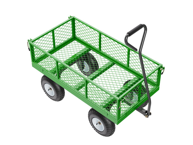 900 Lbs Steel Garden Cart on Wheels, Heavy Duty Pullable Garden Wagon Yard Cart, Outdoor Metal Utility Wagon with 10' Tires and Mesh Removable...