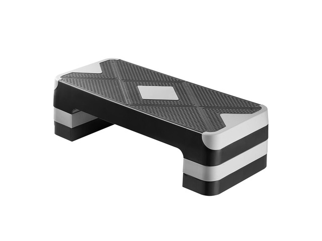 Aerobic Exercise Step Platform, 28-Inch Workout Aerobic Stepper, Height Adjustable Fitness Training Step Deck Trainer with 4 Risers, Non-Slip...