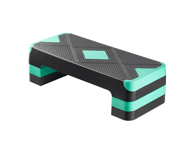 Aerobic Exercise Step Platform, 28-Inch Workout Aerobic Stepper, Height Adjustable Fitness Training Step Deck Trainer with 4 Risers, Non-Slip...