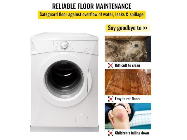 32 x 30 x 2.5 Inch Washing Machine Pan 18 GA Thickness 304 Stainless Steel Heavy Duty Compact Washer Drip Tray with Drain Hole & Hose Adapter