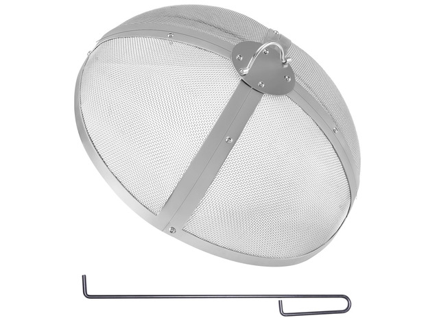 Fire Pit Spark Screen Round 20', Reinforced Heavy Duty Steel Metal Cover, Outdoor Firepit Lid, Easy-Opening Top Screen Covers Round with Ring...