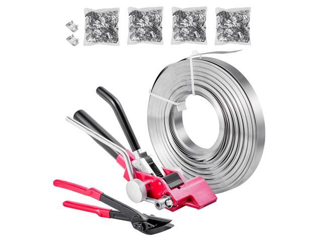 Steel Banding Strapping Kit, Heavy Duty Banding Sealer Tool with 400 ft Binding Straps, 400 Metal Clasps, Manual Pallet Packaging Strapping Kit for...