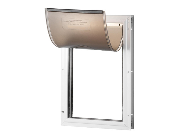 Pet Door, 16.65' x 27.44' Aluminum Frame with Lock and Flap System, Weatherproof Doggy Door, Easy to Install in Interior or Exterior Doors, Pet...