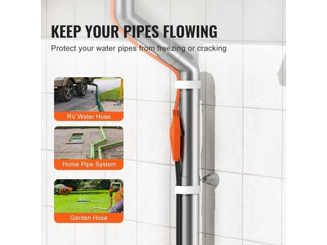 VEVOR Pipe Heating Cable 24FT 7W/FT Heat Tape for Pipes with Built-in Thermostat