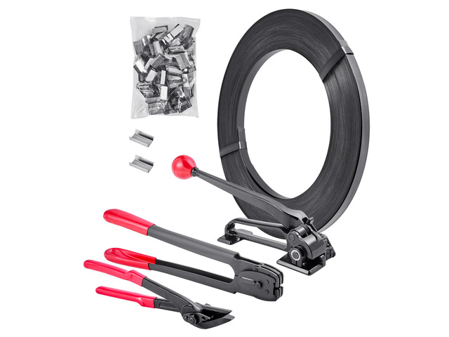 Steel Banding Strapping Kit, Heavy Duty Banding Sealer Tool with 600 ft Binding Straps, 300 Metal Seals, Manual Pallet Packaging Strapping Kit for...