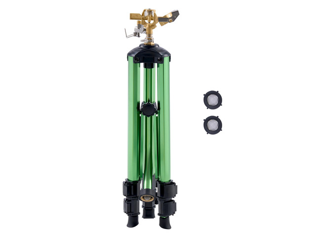 Impact Sprinkler on Tripod Base, Heavy Duty Tripod Sprinklers with Brass Head & 3/4' Connector, 360 Degree Large Area Coverage Irrigation...