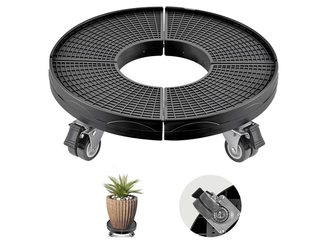 Trash Can Dolly with 4 Lockable Wheels, 440lbs Weight Capacity, Round Trash Can Roller Base, 15-22.8 in Adjustable, Heavy Duty Drum Dolly Plant...