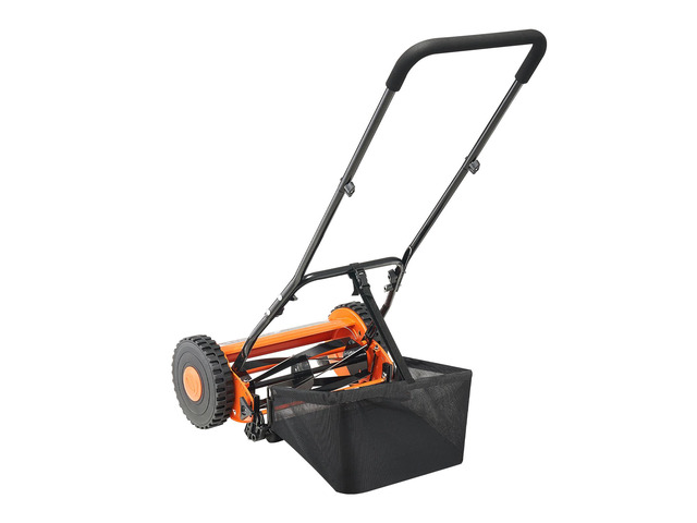 Push Reel Lawn Mower 14 inch, 5 Blades Manual Push Mower No Motor, 0.6-1.75 in Adjustable Cutting Height, Walk-Behind Lawn Mowers with Grass...