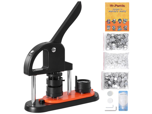 Button Maker, 1.25 inch/32mm Pin Maker with 500pcs Button Parts, Ergonomic Arc Handle Punch Press Kit, Button Maker Machine with Panda Magic Book,...