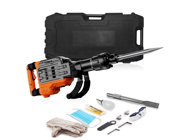 VEVOR Demolition Jack Hammer, 3500W Jack Hammer Concrete Breaker, 2pcs Chisel with Gloves & 360°C Swiveling Front Handle for Trenching, 1900 BPM...