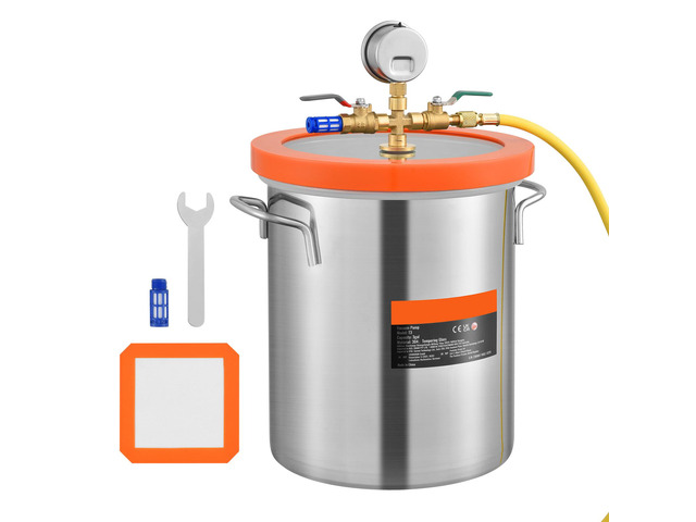 3 Gallon Vacuum Chamber, Upgraded Tempered Glass Lid Vacuum Degassing Chamber, 304 Stainless Steel Chamber, for Stabilizing Wood, Resin Degassing,...