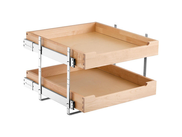 2 Tier Pull Out Cabinet Organizer, 20'W x 21'D Cabinet Drawer, Soft Close Slide out Shelf, Heavy-Duty Sliding Wood Drawer, Adjustable Base Cabinet...