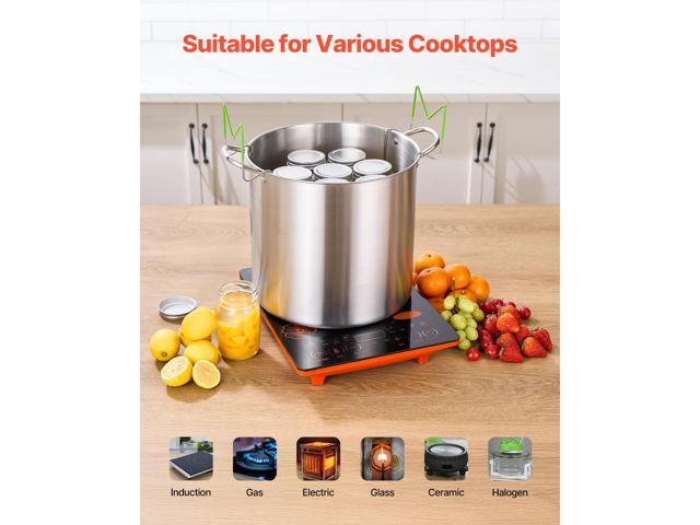 21 QT Canning Pot with Rack and Lid, Stainless Steel Waterbath Canner with Dual Handle and Glass Lid, Compatible with All Cooktops: Induction, Gas,...