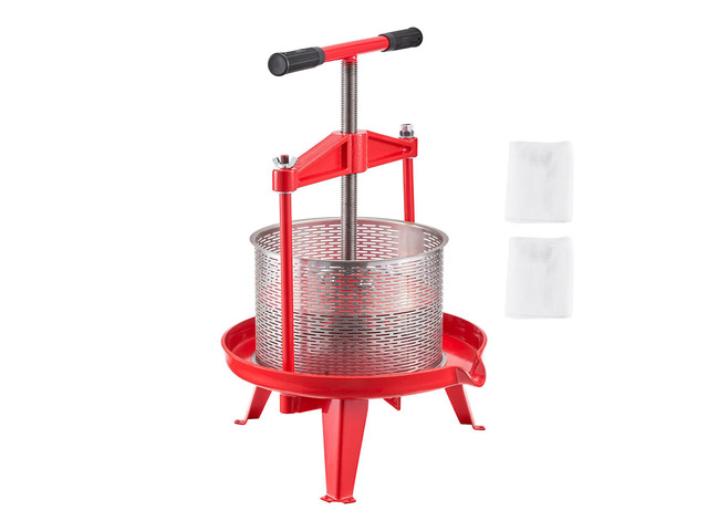 2.38 Gal/9L Fruit Wine Press, Stainless Steel Basket with Cross-beam and Triangular Structure, Manual Juice Maker, Cider Apple Grape Tincture...