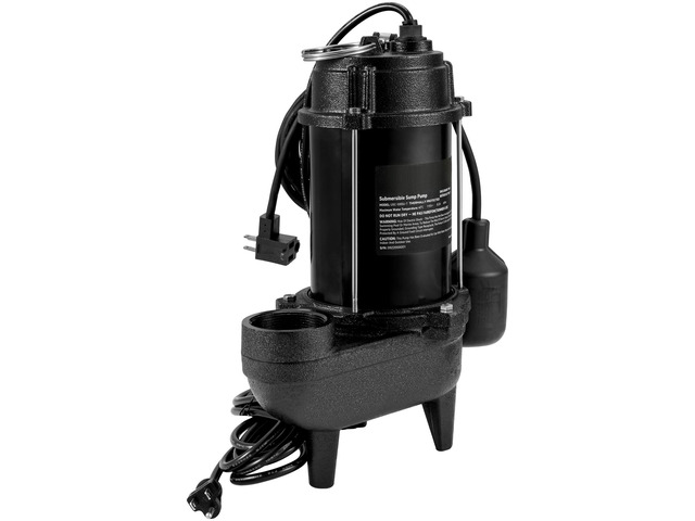 Submersible Sewage Pump, 3/4 HP, 5880 GPH, 1050W, Durable Cast Iron, Includes 2' Outlet and 10 ft Piggy-back Float Switch, Ideal for Septic Tanks,...