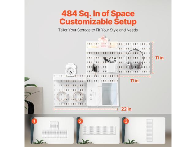 Pegboard Combination Kit, 11' x 11' Plastic Pegboard, 4 Panels, Peg Board Wall Organizer Kit with Accessories, for Garage Tool Storage Kitchen...