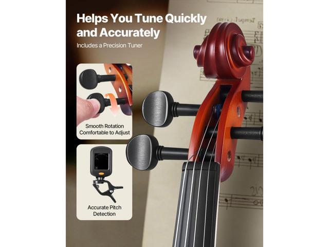 Violin 3/4 Size for Adults, Violin Fiddle Set for Beginners with Hard Case, Rosin, Bow, Shoulder Rest, Bridge, Tuner and Extra Strings,...