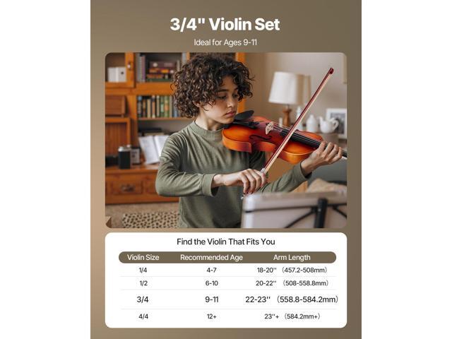Violin 3/4 Size for Adults, Violin Fiddle Set for Beginners with Hard Case, Rosin, Bow, Shoulder Rest, Bridge, Tuner and Extra Strings,...
