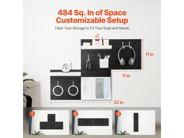 Pegboard Combination Kit, 11' x 11' Plastic Pegboard, 4 Panels, Peg Board Wall Organizer Kit with Accessories, for Garage Tool Storage Kitchen...