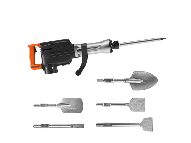 Demolition Jack Hammer, 1350 BPM Concrete Breaker 6pcs Chisels Bit Chipping with Case, 2200W Electric Jackhammer Heavy Duty, Black