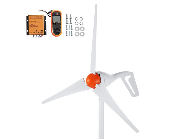 500W Wind Turbine Generator with Anemometer, 12V Wind Turbine Kit, 3-Blade Wind Power Generator, MPPT Controller & Adjustable Windward Direction,...